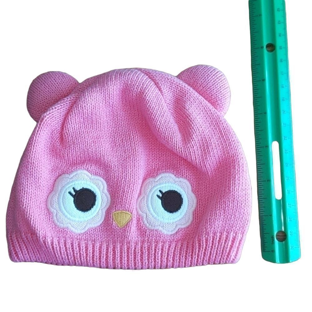 GYMBOREE INFANT GIRLS' SIZE 3-6 MONTHS KNIT PINK OWL HAT - Picture 2 of 5